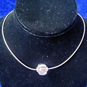 Baccarat 925 Sherazade Clear Glass Bead Omega Choker Necklace 14.5"